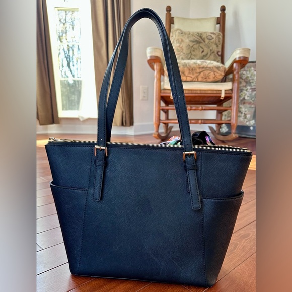 Michael Kors Black Tote with Floral Scarf - Picture 3 of 9